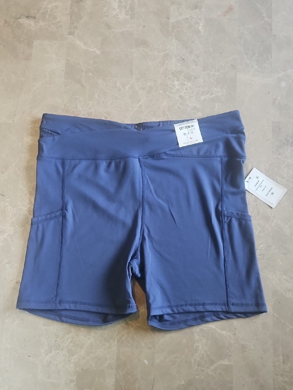 Womens Cotton On Navy Blue Soft Tagless Bike Shorts w/Side Pockets Size 16